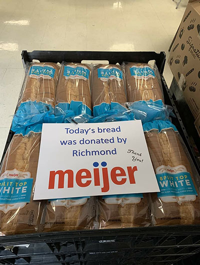 Bread donation from Richmond, Indiana Meijer to help feed students and families during pandemic