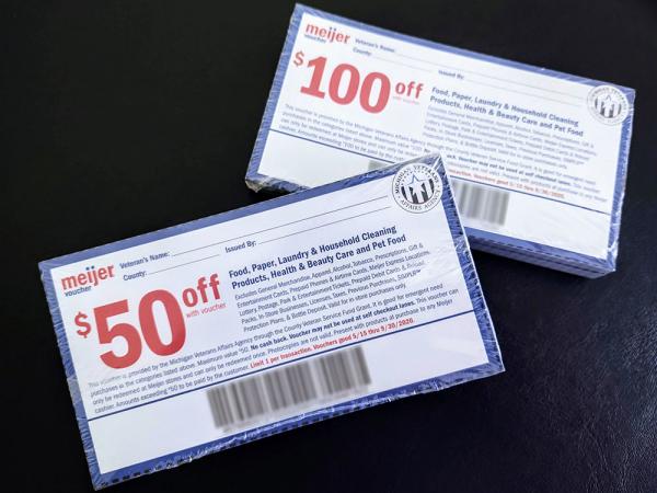 $50 and $100 Meijer grocery vouchers provided to veterans for COVID-19 emergency assistance
