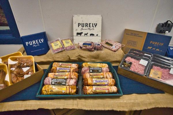 Packages of Purely Meat including ground pork, pork tenderloin and chicken