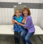 Ohio customer Marilou Senseman and daughter in new family restroom