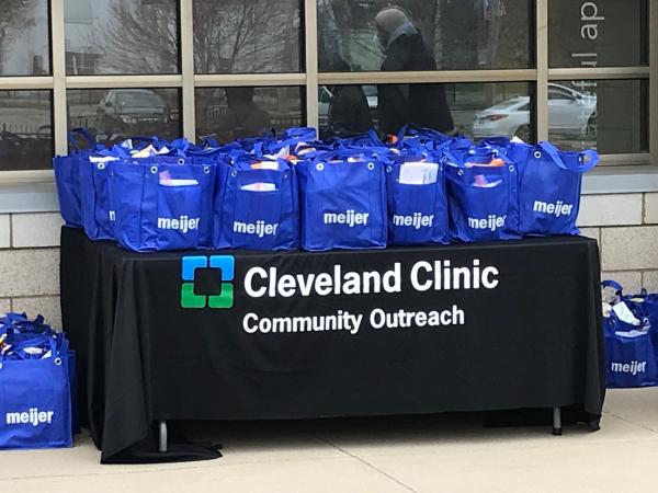 Cleaning supply bundles donated in partnership with the Cleveland Clinic to support local elders
