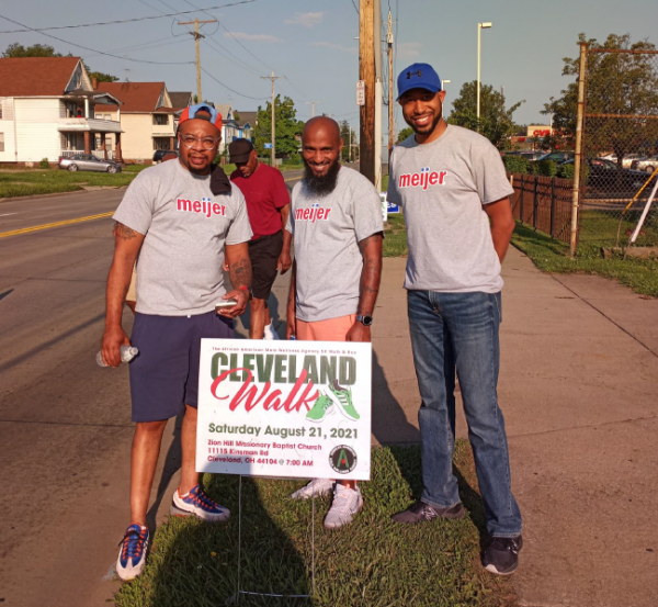 Meijer Team Members at Cleveland African American Male Wellness Walk 2021 with Sign