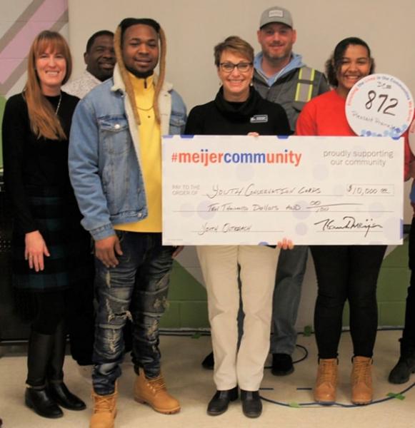Meijer Pleasant Prairie Distribution Center Team presents check to Youth Conservation Corps staff