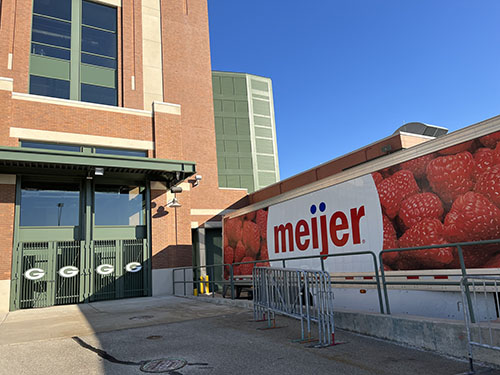 Meijer food truck in front of Lambeau Field